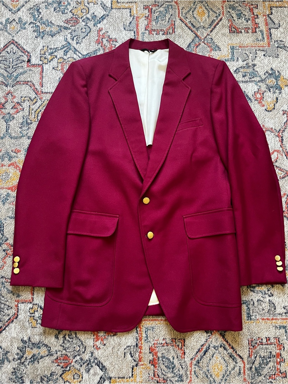 Kuppenheimer Men's Burgundy Sport Coat with Gold Buttons Size Photos*